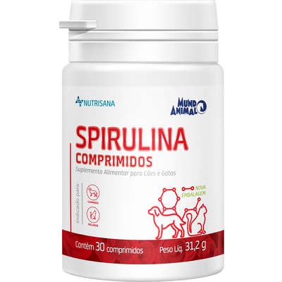 Suplemento Nutrisana Spirulina Mundo Animal para Cães e Gatos 30 Comprimidos