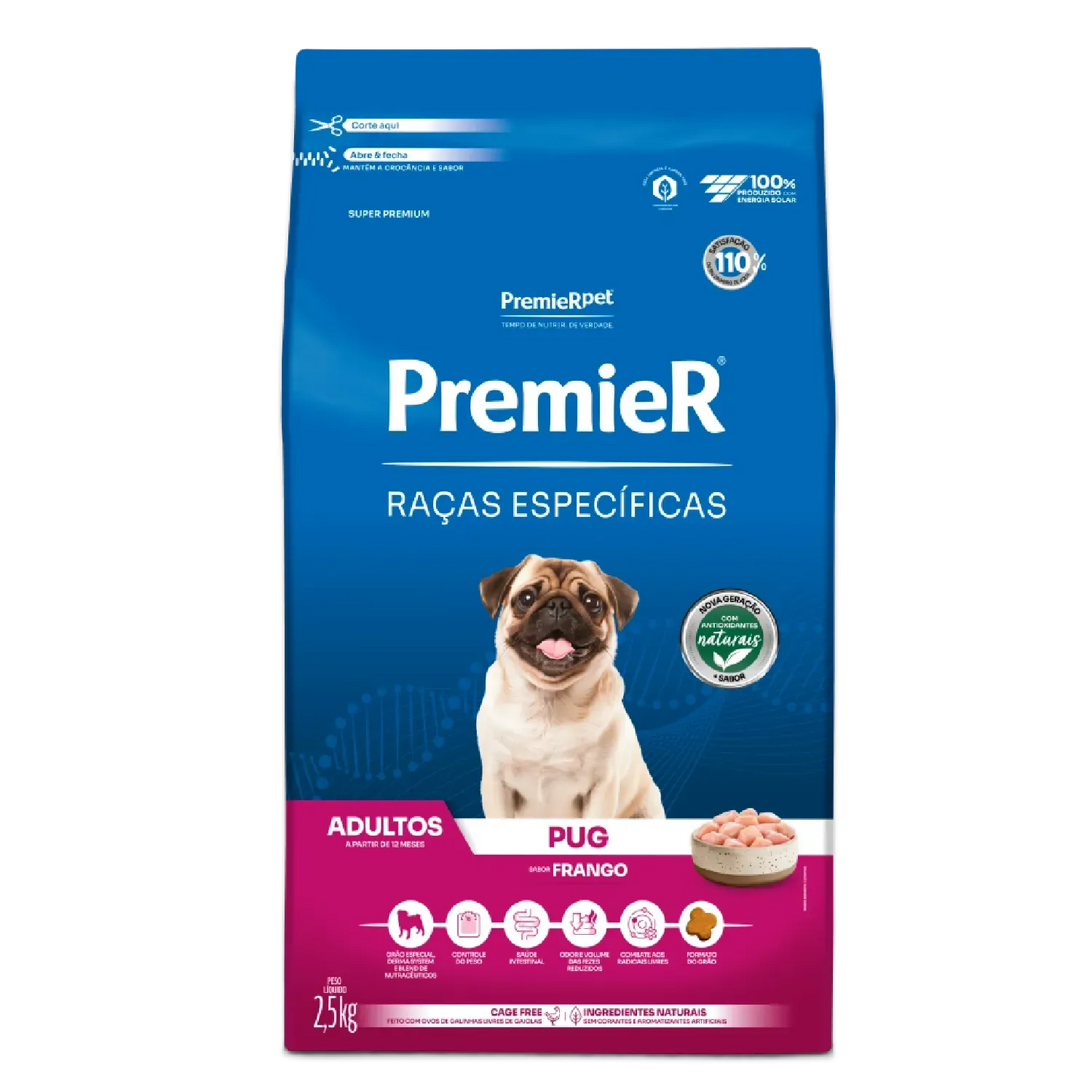 Ração Premier Raças Específicas Pug para Cães Adultos Sabor Frango