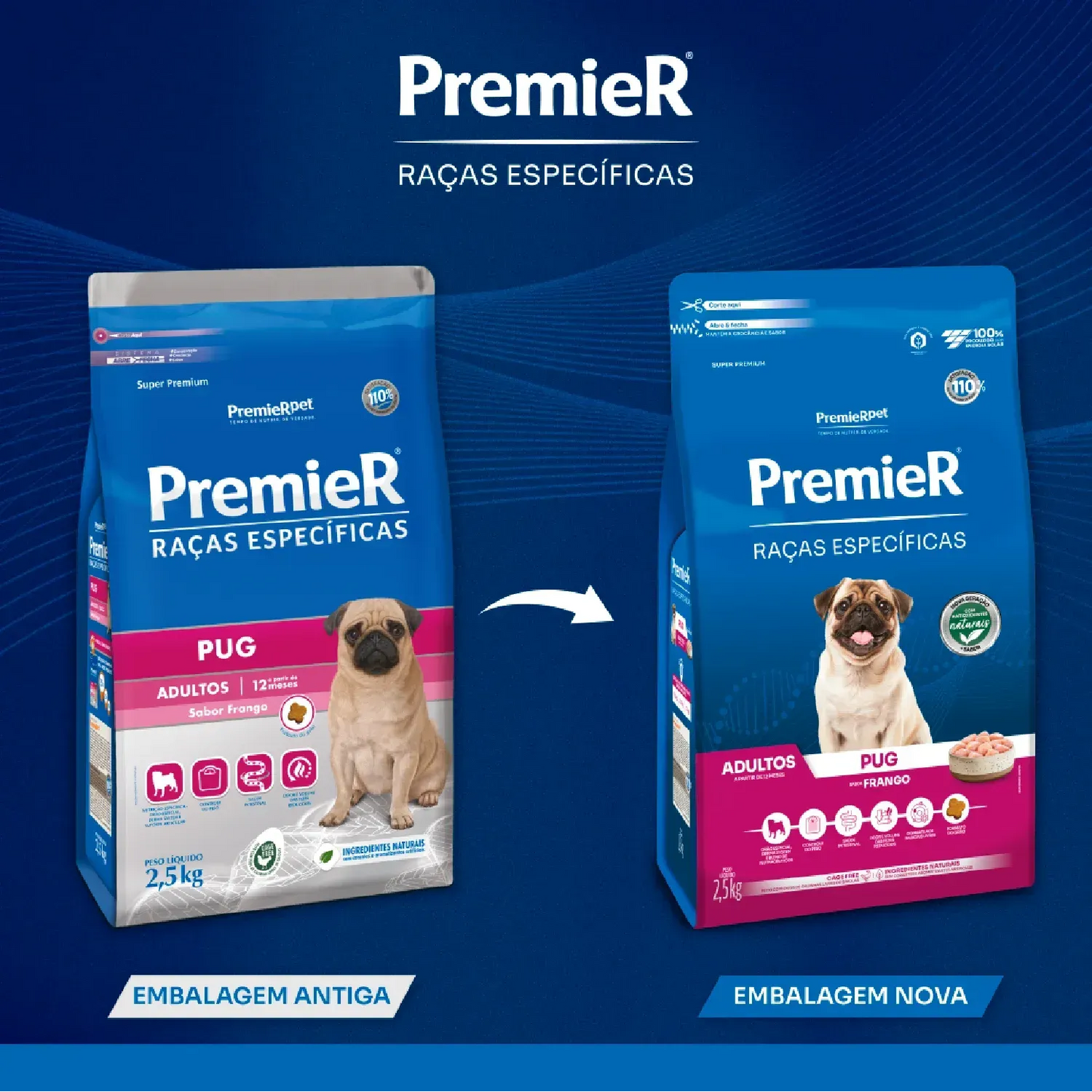 Ração Premier Raças Específicas Pug para Cães Adultos Sabor Frango