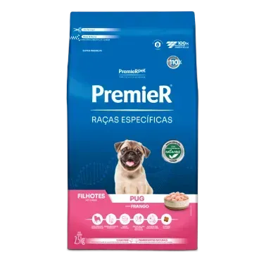 Ração Premier Raças Específicas Pug para Cães Filhotes Sabor Frango 2,5 kg