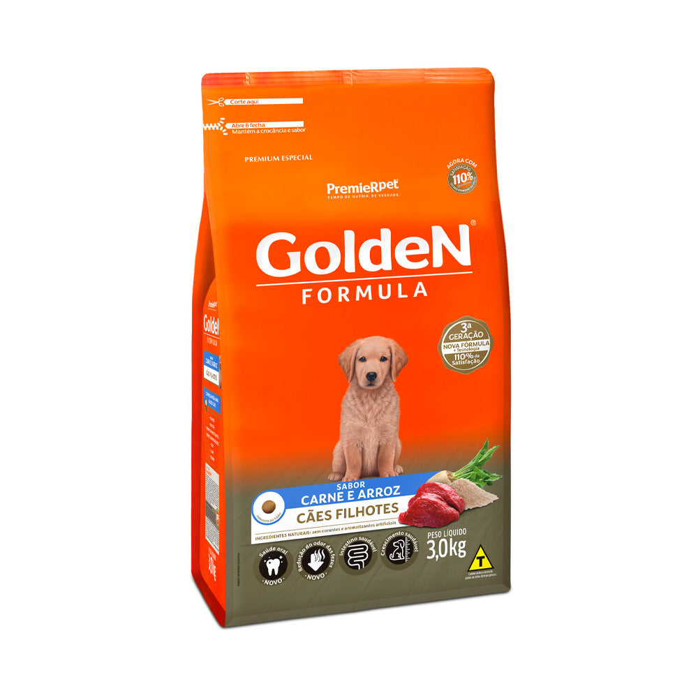 Ração Golden Fórmula para Cães Filhotes Sabor Carne e Arroz