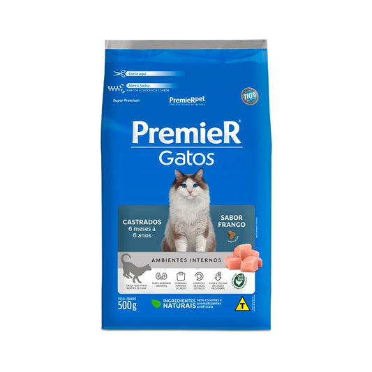 Ração Premier para Gatos Castrados de 6 meses a 6 anos Sabor Frango
