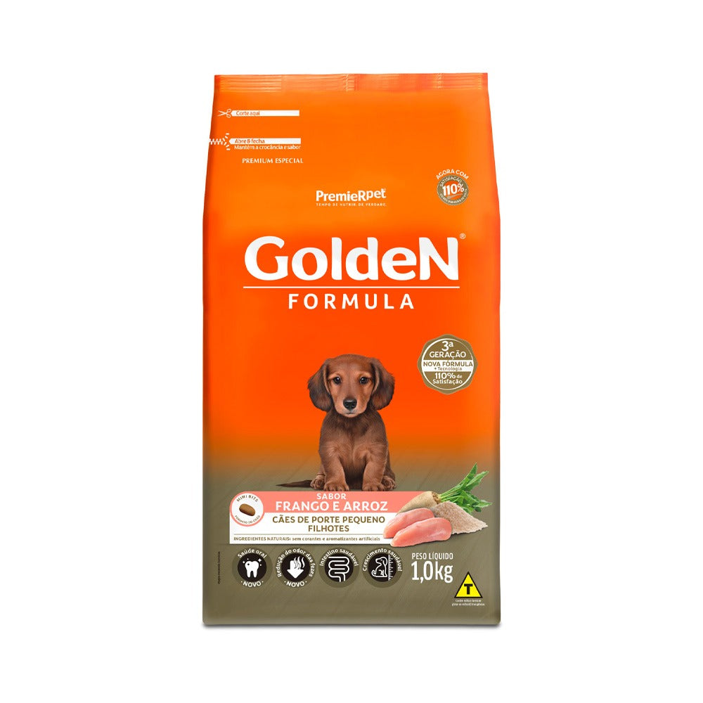 Ração Golden Fórmula Mini Bits para Cães Filhotes de Porte Pequeno Sabor Frango e Arroz