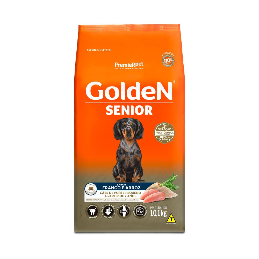 Ração Golden Fórmula Mini Bits para Cães Senior de Porte Pequeno Sabor Frango e Arroz