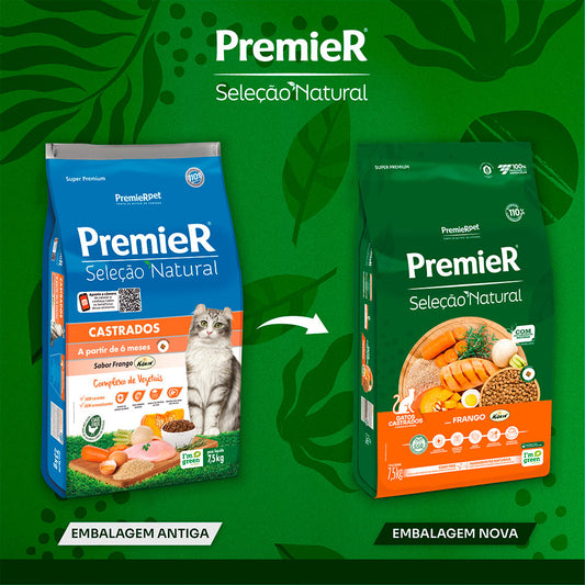 Ração Premier Seleção Natural para Gatos Castrados Sabor Frango
